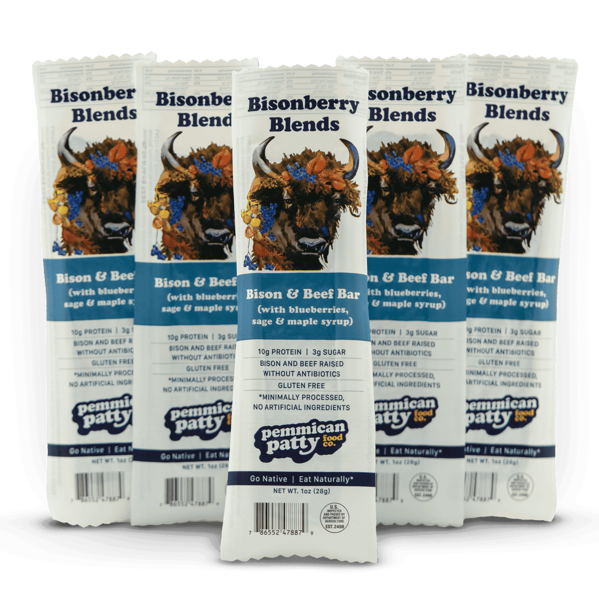 Pemmican Patty's Blueberry & Sage Bisonberry Bars 5-Pack