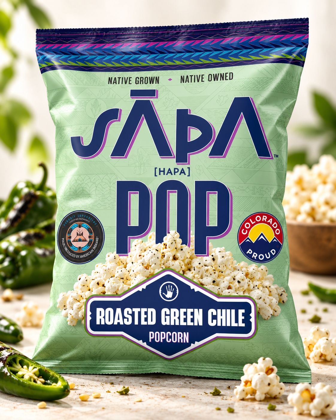 HAPA Pop Roasted Green Chile Popcorn 3-pack