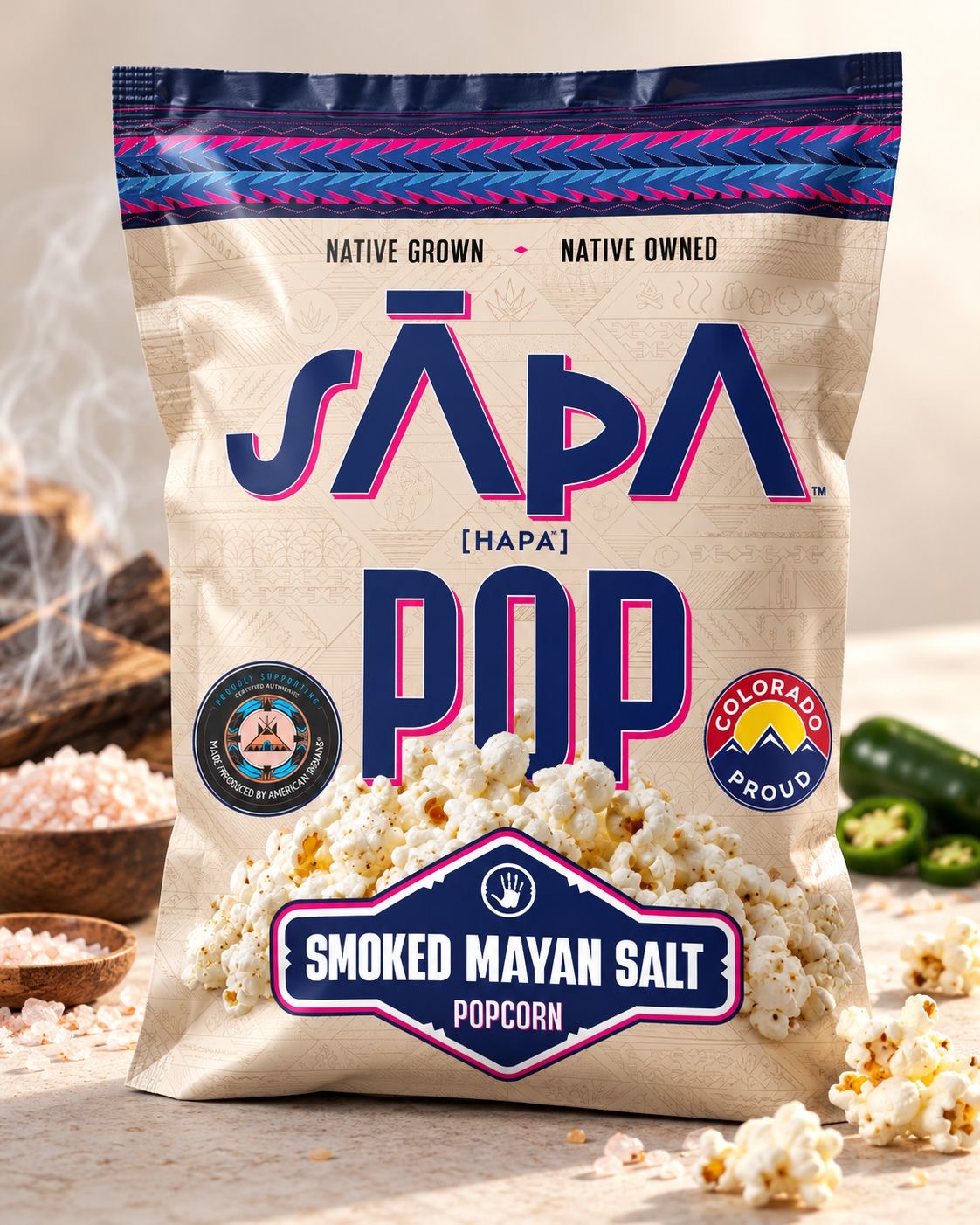 HAPA Pop Smoked Mayan Salt Popcorn 3-pack