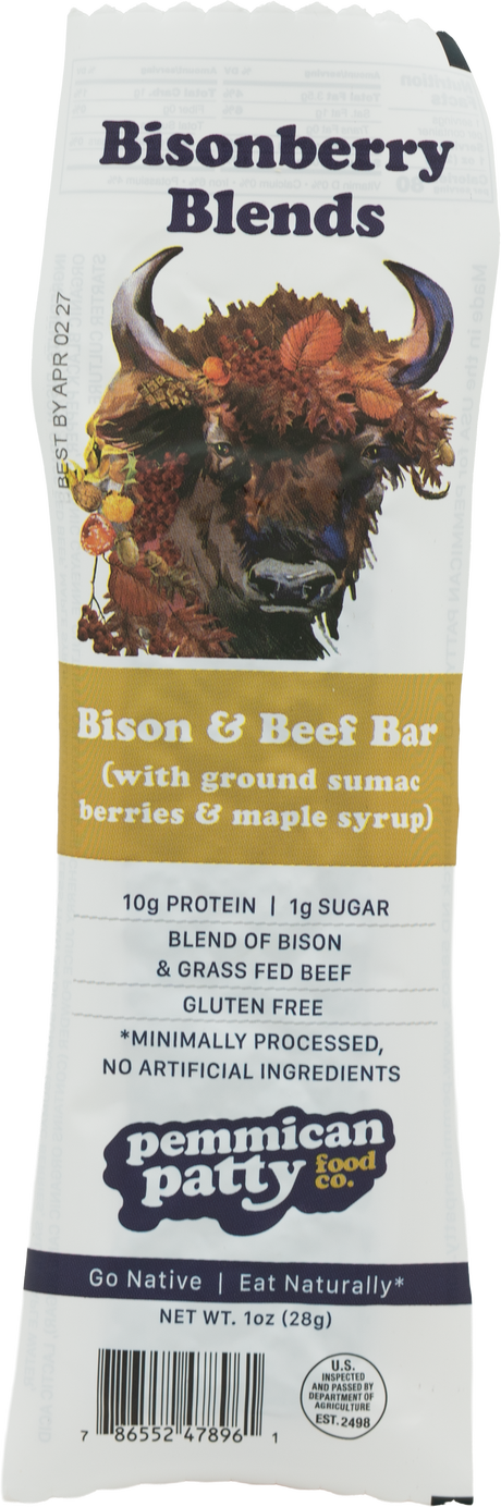Pemmican Patty's Ground Sumac Berries & Maple Bison Bar 5-Pack