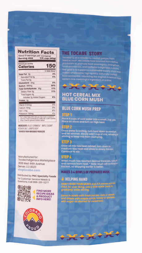 Tocabe's Blue Corn Mush Hot Breakfast Cereal Mix